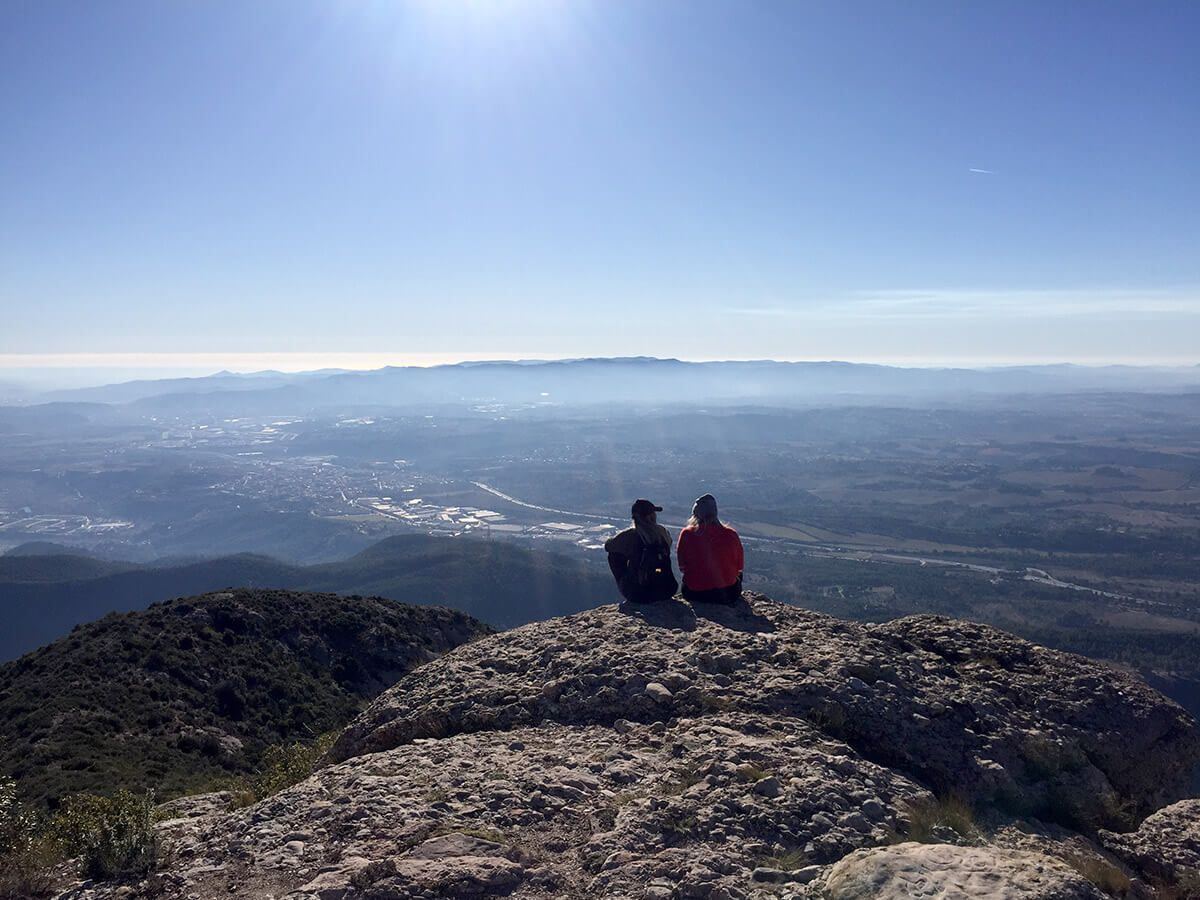 birds-eye-view Image featured Bird's eye view in Montserrat. Bird's eye view, hikers in Montserrat observing the landscape